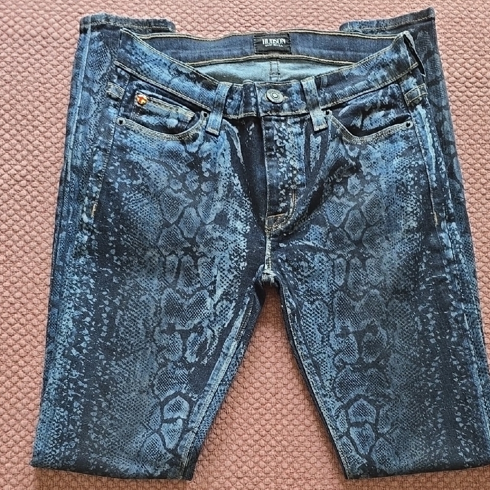 Hudson Usa Nico Super Skinny Midrise Jeans With Snakeskin Print